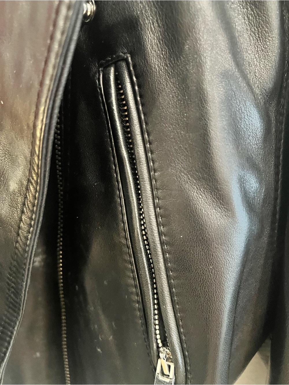Maje Black Leather Biker Jacket with Red Lining size 38 - Picture 10 of 12